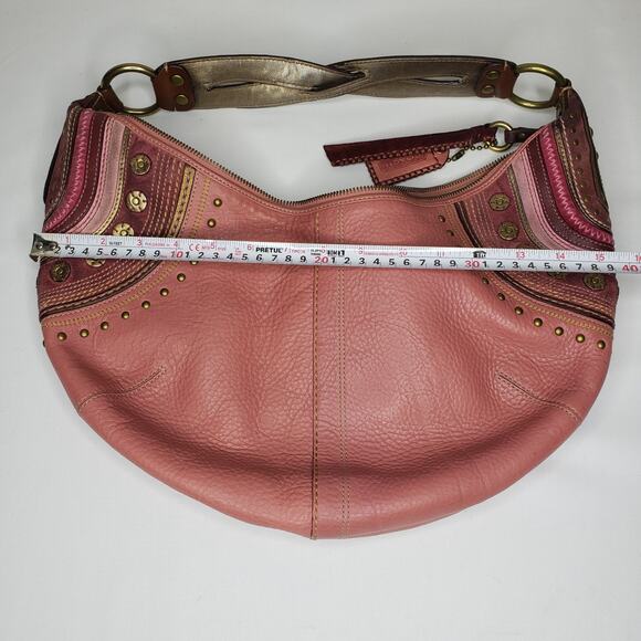 RARE Coach VTG Soho Bag Pink Mauve Leather Studded Western Boho Braided Purse - Picture 15 of 16
